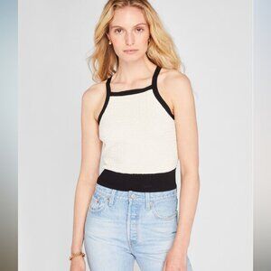 NWOT Club Monaco Women's Pullover Tie Back Tank White Black SP